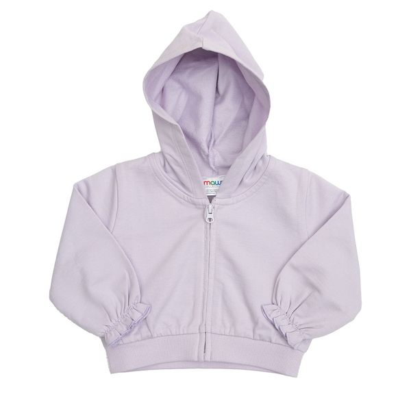 Felpa french terry con zip e cappuccio bimba rosa stampata - Mawi