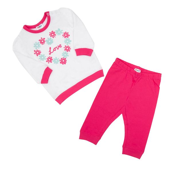 Pigiama bianco/fucsia bimba "love" - Mawi