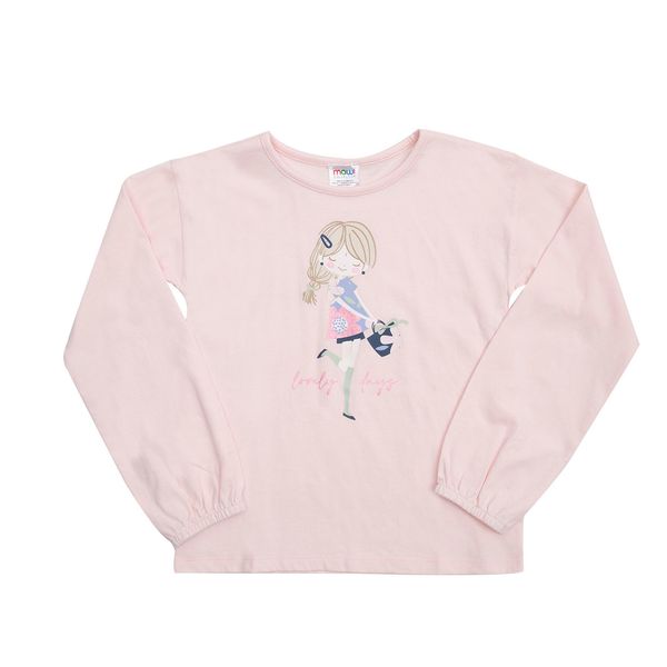 Maglia jersey manica lunga bimba rosa stampata - Mawi