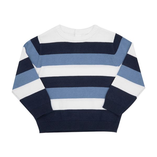 Maglia di cotone bimbo blu rigata - Mawi