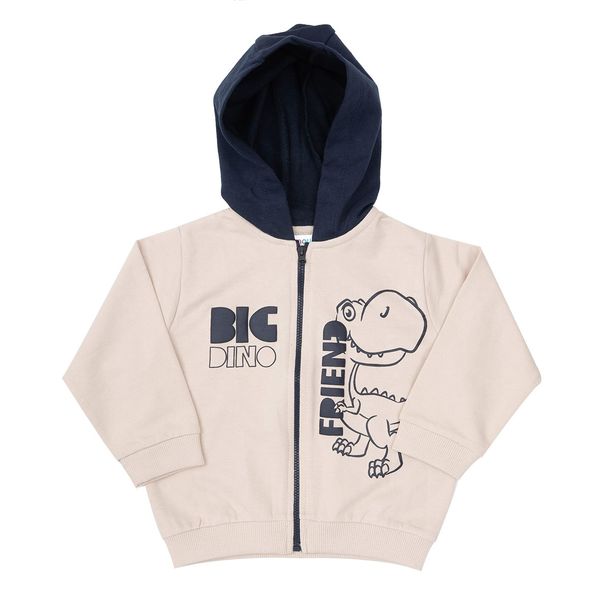 Felpa con zip e cappuccio bimbo bianca "dino" - Mawi