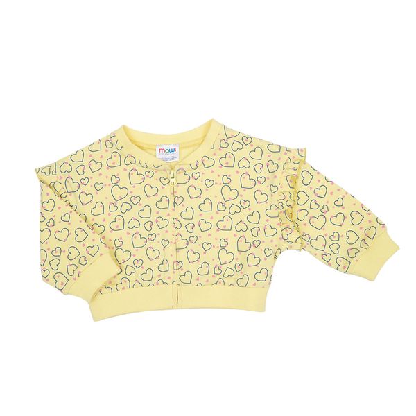 Felpa con zip bimba gialla stampata - Mawi