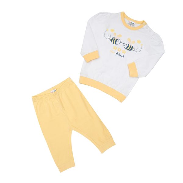 Pigiama bambina bianco/giallo ape - Mawi