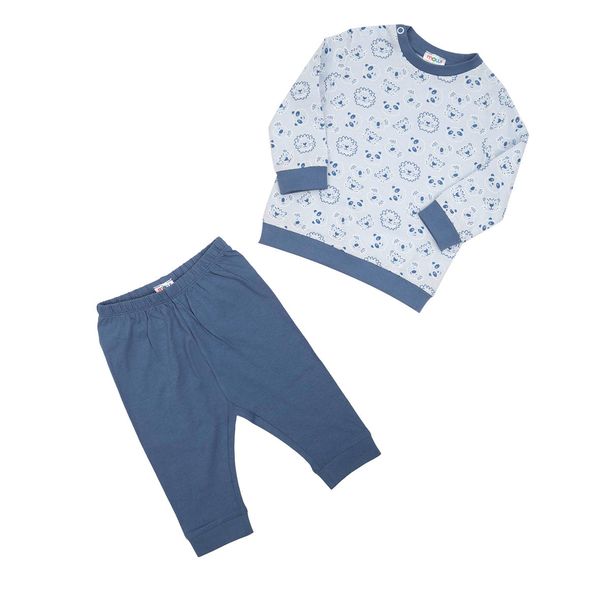 Pigiama due pezzi bimbo blu stampa leoni - Mawi