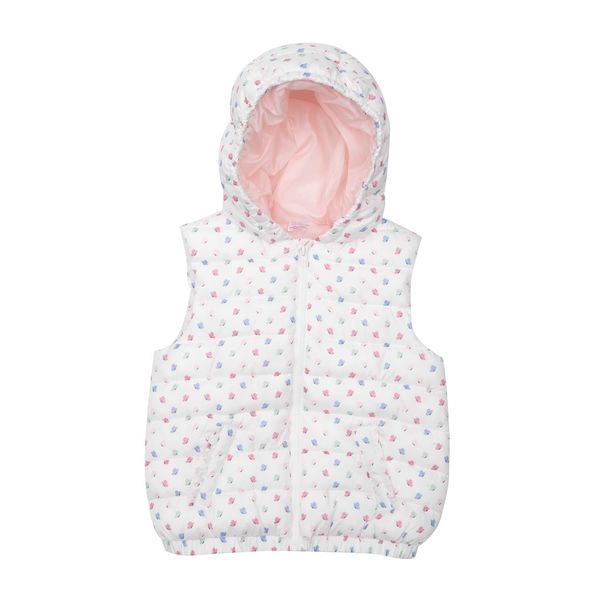 Gilet imbottito con cappuccio bimba bianco stampato - Mawi