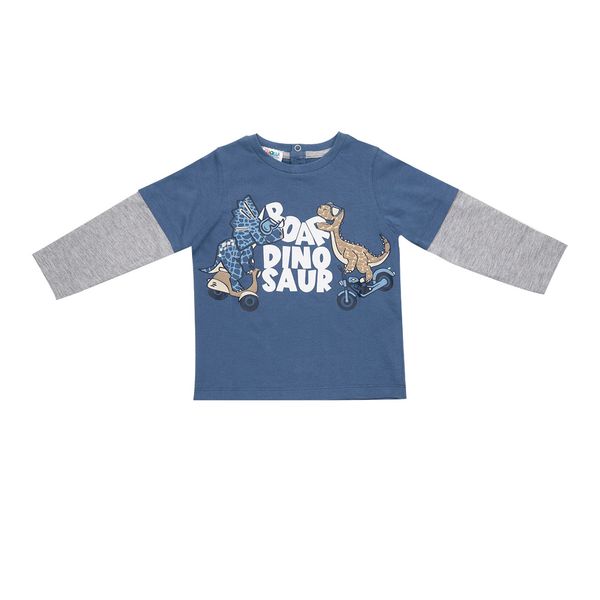 Maglia jersey bimbo blu stampata doppia manica - Mawi