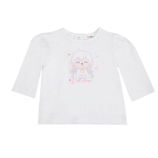 T-shirt manica lunga bimba bianca con stampa - Mawi