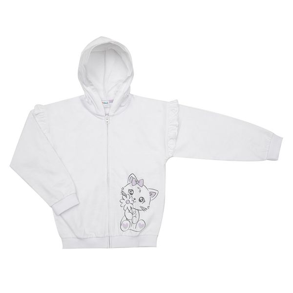 Felpa con zip e cappuccio bimba bianca stampata - Mawi