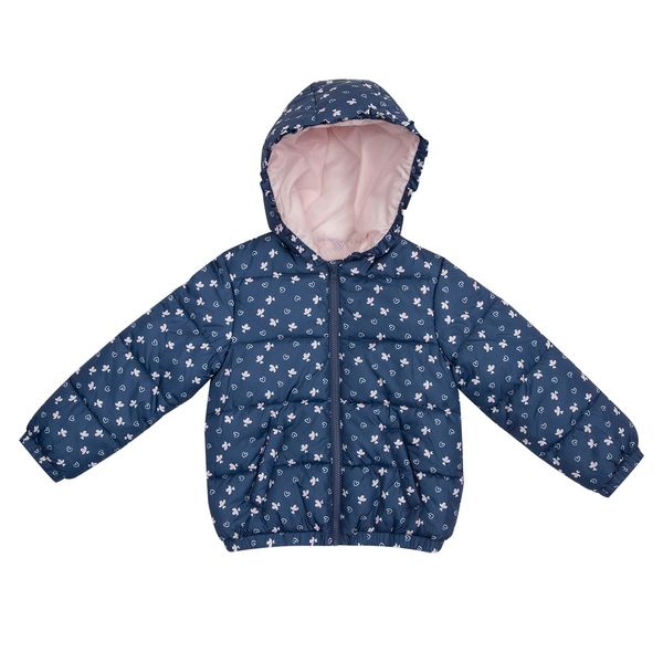 Giubbino imbottito con cappuccio bimba blue stampato - Mawi