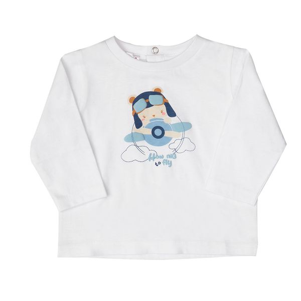 T-shirt jersey manica lunga bimbo bianca stampata - Mawi