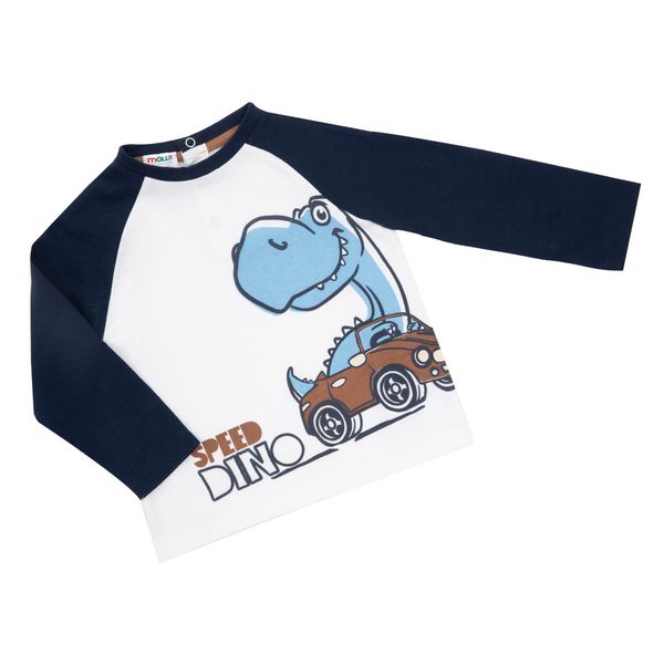 Maglia jersey raglan bimbo bicolor bianca/blu - Mawi