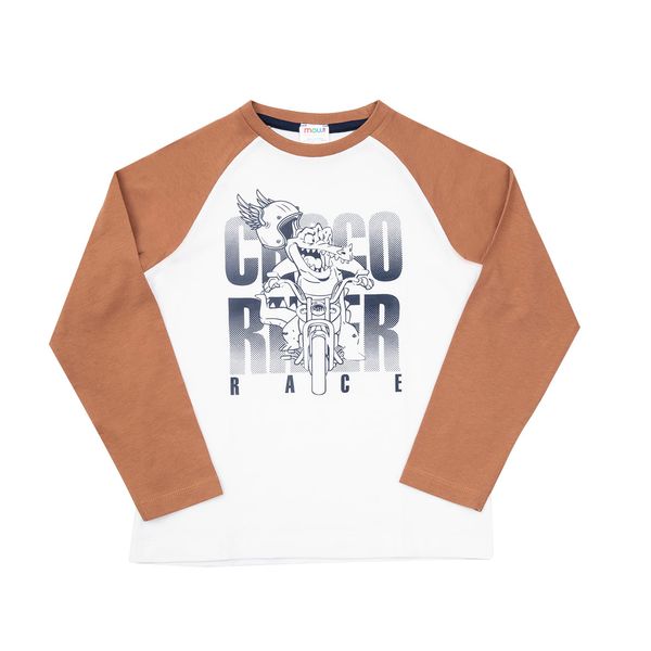 Maglia jersey raglan bimbo bicolor bianca/marrone - Mawi