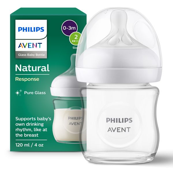 Biberon natural response in vetro 120 ml, con tettarella flusso 2 (lento). età consigliata: 0-3m. biberon 1 pz: scy930/01 - philips avent - Avent