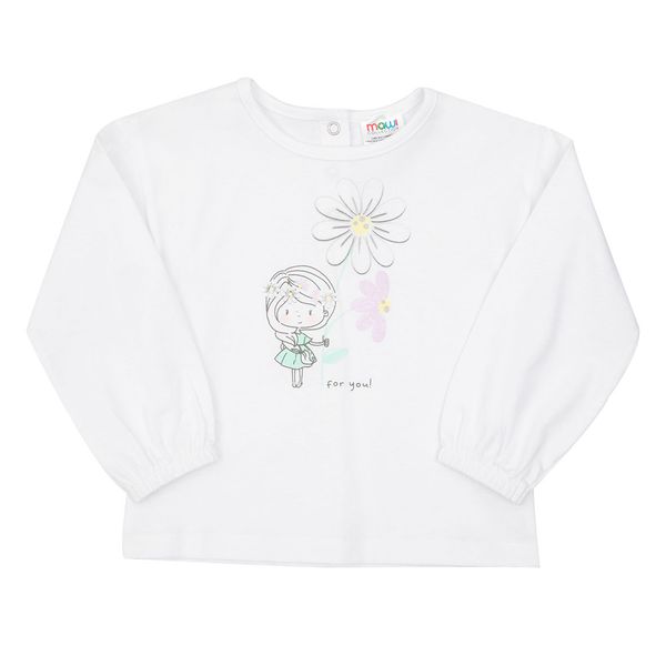 Maglia jersey manica lunga bimba bianca stampata - Mawi
