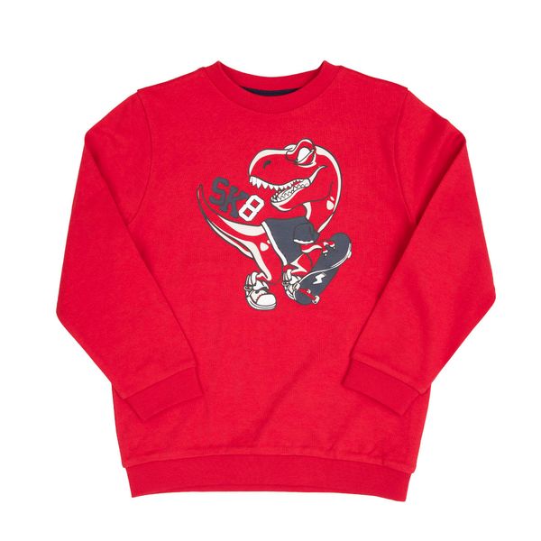 Felpa leggera rossa bambino stampa t-rex - Mawi