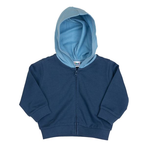 Felpa french terry con zip e cappuccio bimbo blue e azzurra - Mawi