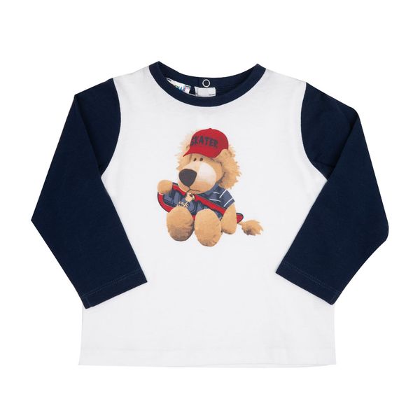 T-shirt bimbo bianco/blu leone - Mawi