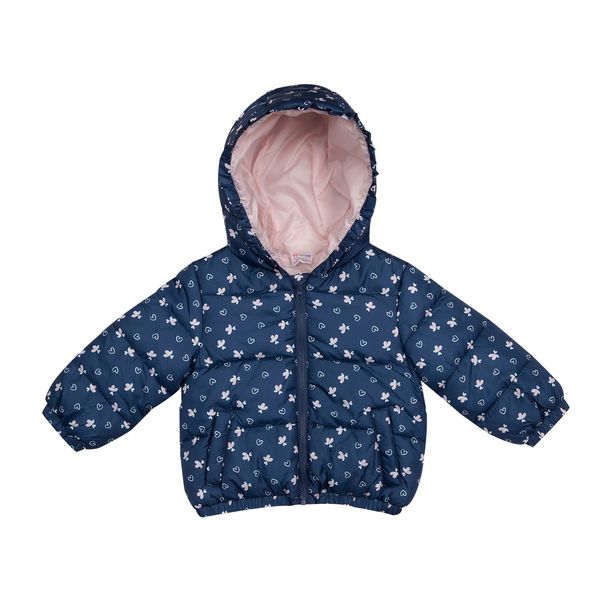 Giubbino imbottito con cappuccio bimba blue stampato - Mawi