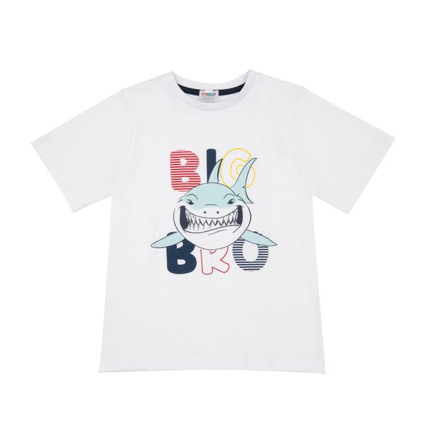 T-shirt jersey bimbo bianco stampa "big bro" - Mawi