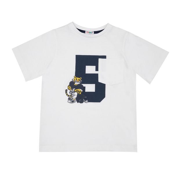 T-shirt jersey bimbo bianca stampa "tiger" - Mawi