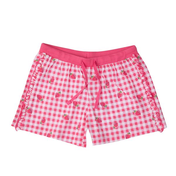 Short jersey bimba con frill rosa stampati - Mawi