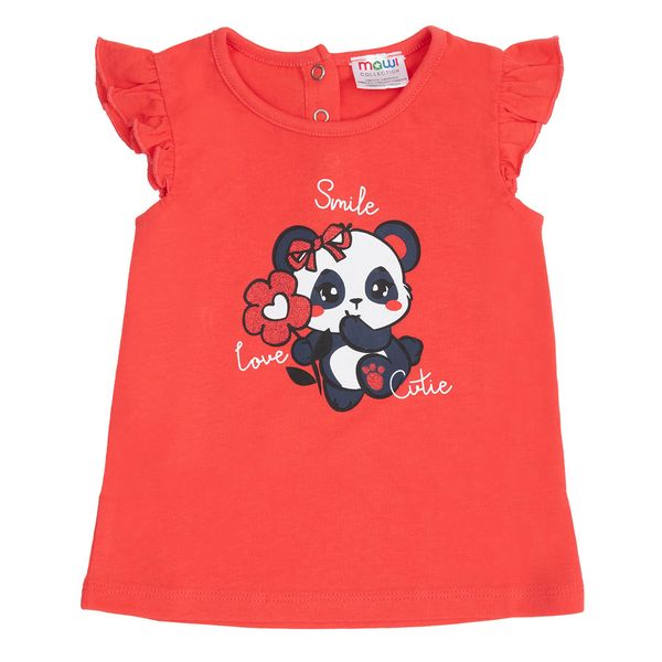 Canotta jersey bimba corallo stampata - Mawi