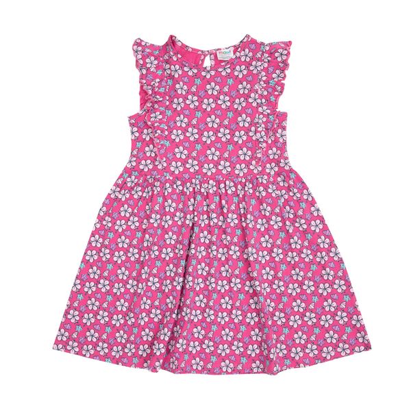 Abito jersey giromanica bimba fucsia stampato - Mawi