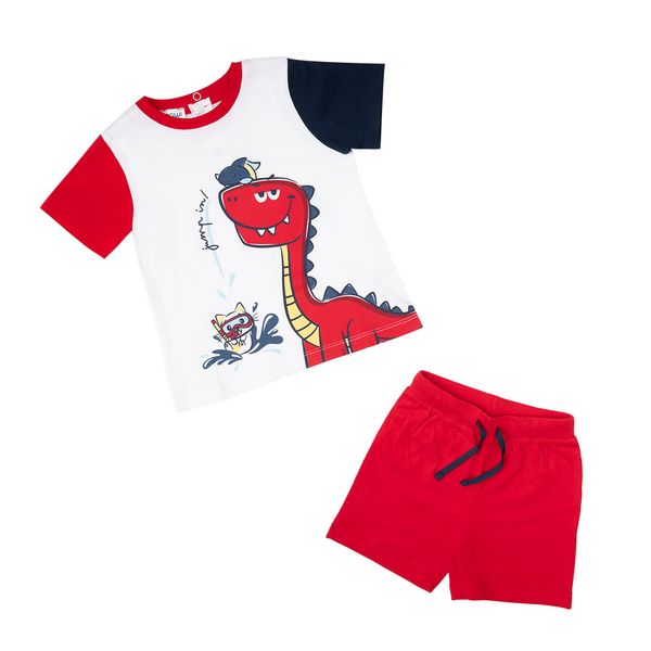 Completo t-shirt + pantalone sport bimbo bianco/rosso - Mawi