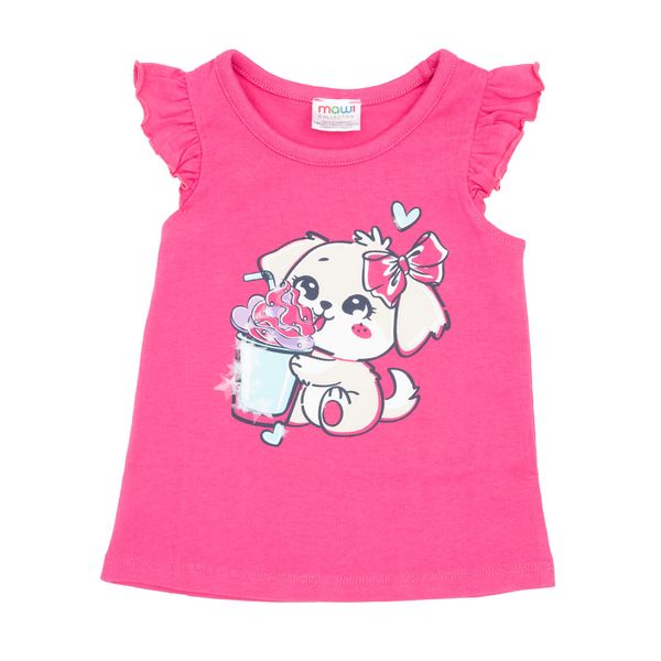 Canotta jersey bimba rosa stampa cagnolino - Mawi