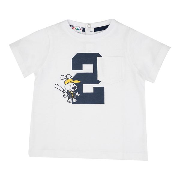 T-shirt jersey bimbo bianca stampa "baseball" - Mawi