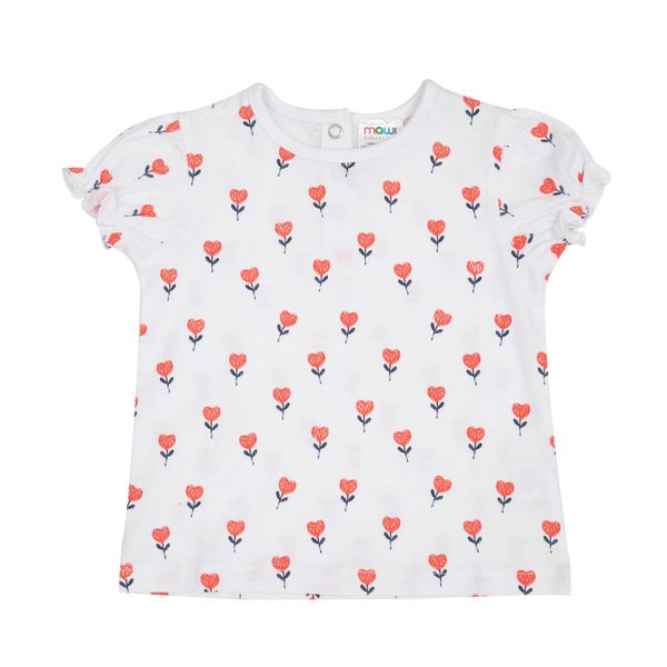 T-shirt jersey bimba bianca stampa floreale - Mawi