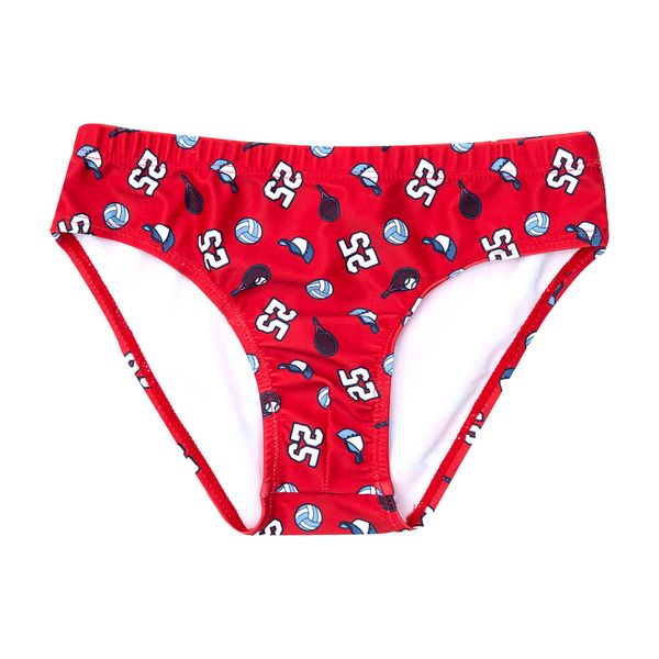 Slip mare bimbo rosso stampato "baseball" - Mawi