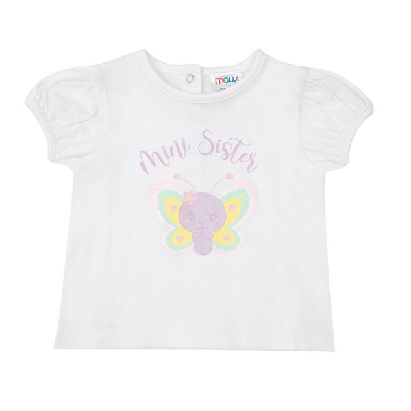 T-shirt jersey bimba bianca stampa "mini sister" - Mawi