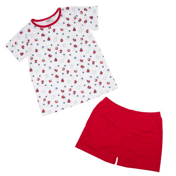 Pigiama estivo due pezzi bimba rosso coccinelle - Mawi