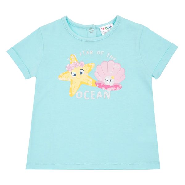 T-shirt jersey bimba azzurra stampa marina - Mawi