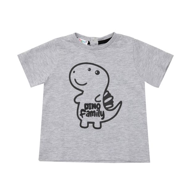 T-shirt jersey bimbo grigia stampa "dino" - Mawi