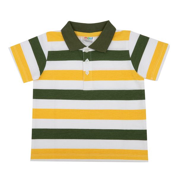 Polo manica corta bimbo a righe blu/gialla - Mawi