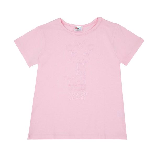 T-shirt jersey bimba rosa stampa "giraffa" - Mawi