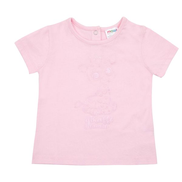 T-shirt jersey bimba rosa stampa "giraffa" - Mawi
