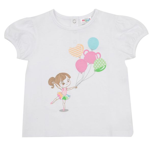 T-shirt jersey bimba bianca stampa ballerina - Mawi