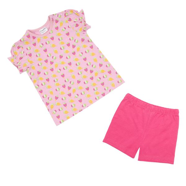 Pigiama corto 2 pezzi bimba rosa/fucsia "frutti" - Mawi
