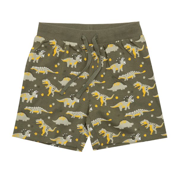 Short jersey bimbo verde stampa "dino" - Mawi
