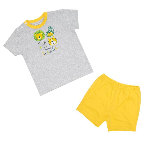 Pigiama corto 2 pezzi bimba bianco/giallo "animali simpatici" - Mawi
