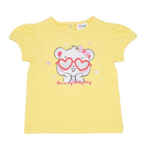 T-shirt maniche corte bimba gialla orsetta - Mawi