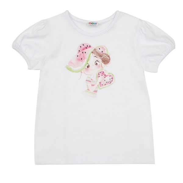 T-shirt jersey bimba bianca stampa "simpatica bambina" - Mawi