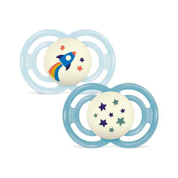 Succhietto perfect night confezione doppia 16+ mesi con porta ciuccio - azzurro - mam - Mam