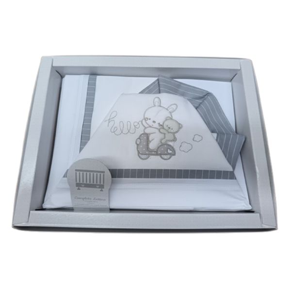 Set 3 pezzi completo lenzuola maxi culla con orsetti e scritta "hello" - ellepi - ELLEPI