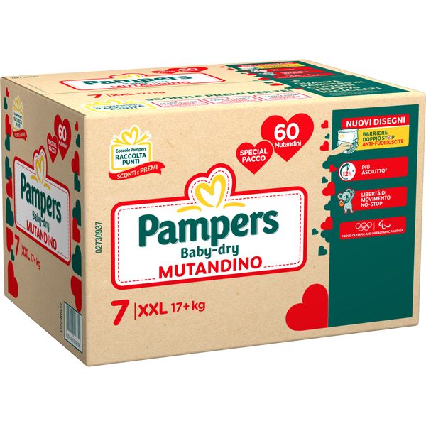 Pannolino baby dry mutandino special xxl x60 taglia 7 xxl 17+kg - pampers - Catalogo Pampers