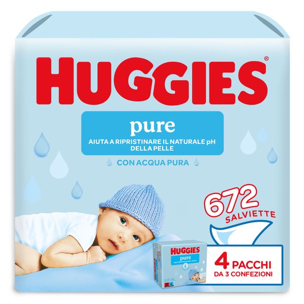 Salviette umidificate per bambini  pure - 672 salviettine - huggies - Huggies