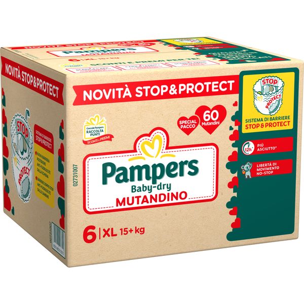 Pannolino baby dry mutandino special xl x60 taglia 6 15+kg - pampers - Catalogo Pampers